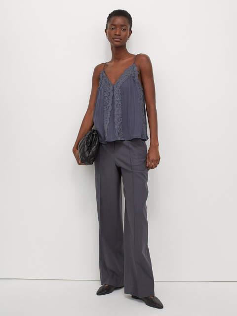

H&M Women Navy Blue Strappy Top with Lace