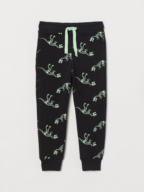

H&M Boys Black & Green Printed Joggers