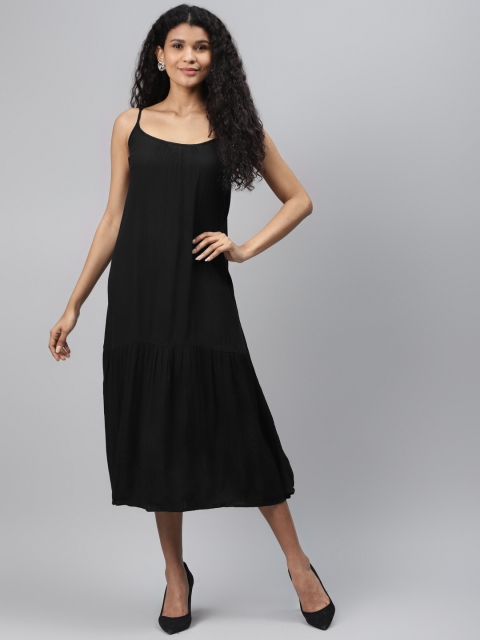 

Marks & Spencer Women Black Sustainable Viscose Self-Design A-Line Dress