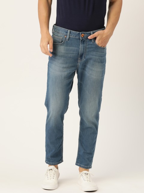

United Colors of Benetton Men Blue Regular Fit Low-Rise Clean Look Crop Stretchable Jeans
