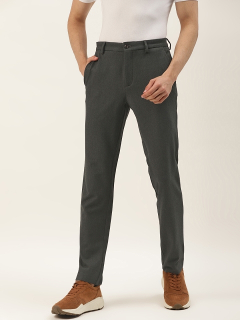 

United Colors of Benetton Men Charcoal Grey Tailored Slim Fit Knitted Regular Trousers