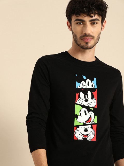 

Bewakoof Men Black Mickey Printed Round Neck T-shirt