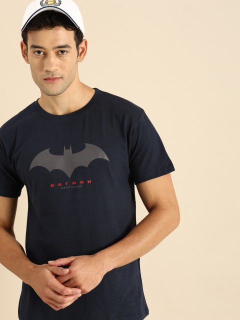 

Bewakoof Men Navy Blue Printed Round Neck Pure Cotton T-shirt