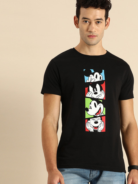 

Bewakoof Men Black Mickey Printed Round Neck T-shirt