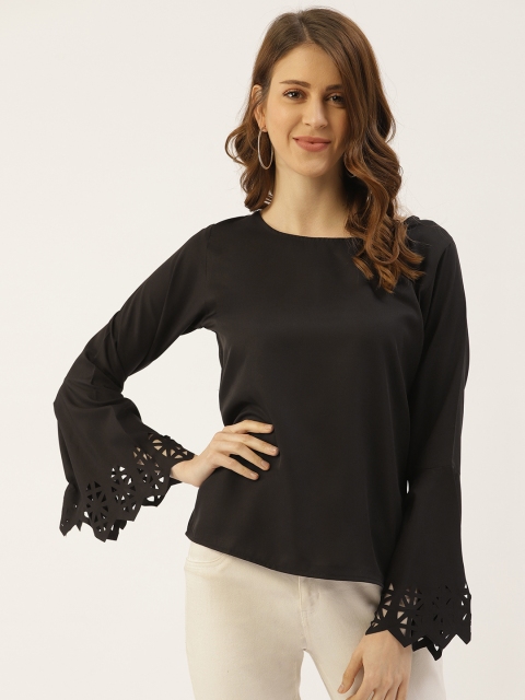 

U&F Women Black Solid Top