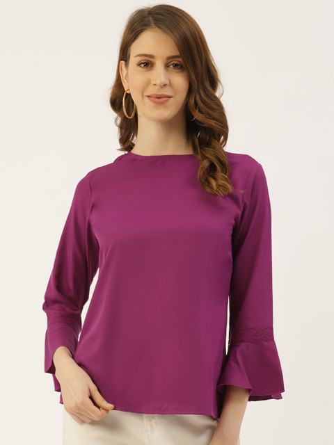 

U&F Women Magenta Solid Top