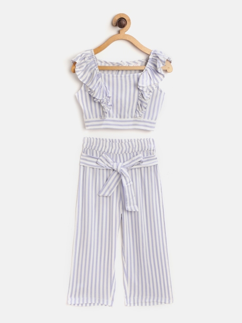 

pspeaches Girls Blue & White Striped Two-Piece Jumpsuit