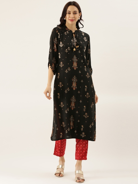 

Divena Women Black & Red Printed Kurta with Trousers