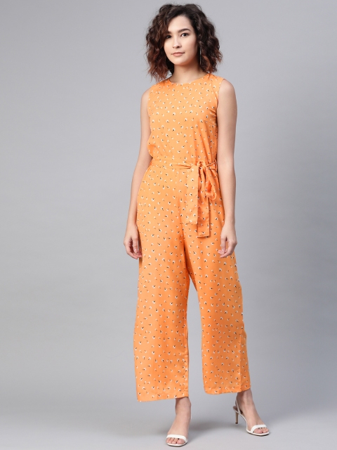 

SIRIKIT Women Peach-Coloured & Black Floral Print Basic Jumpsuit