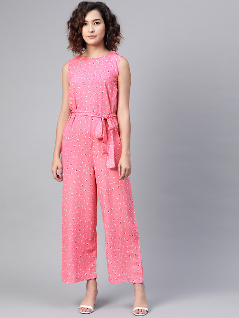 

SIRIKIT Women Pink & Black Floral Print Basic Jumpsuit