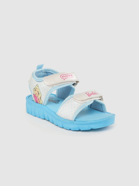 

toothless Girls Grey & Blue Polka Dot Barbie Print Sports Sandals