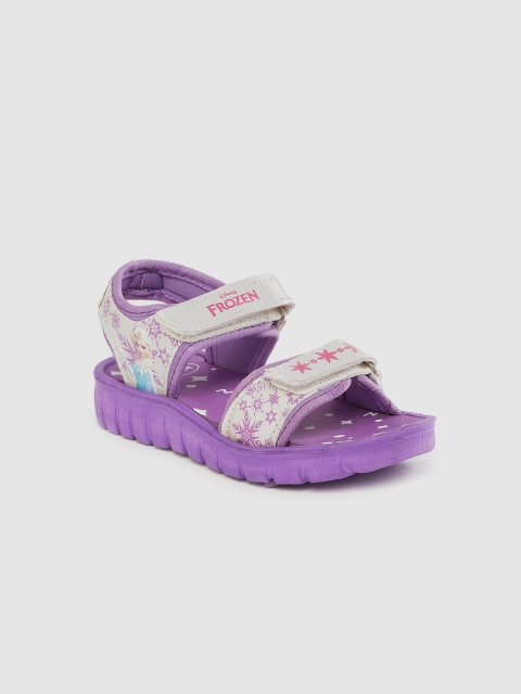 

toothless Girls Grey & Purple Disney Frozen Snowflake Elsa Print Open Toe Flats