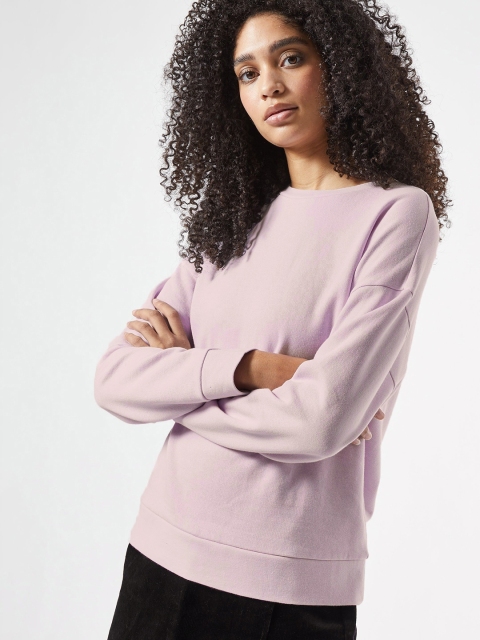 

DOROTHY PERKINS Women Lavender Pure Cotton Solid Sweatshirt