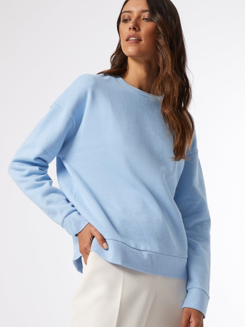 

DOROTHY PERKINS Women Blue Pure Cotton Solid Sweatshirt