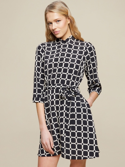 

DOROTHY PERKINS Women Black & White Printed Shirt Dress