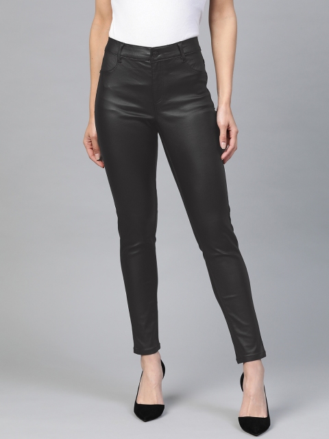 

DOROTHY PERKINS Women Black Super Skinny Fit Mid-Rise Coated Clean Look Stretchable Jeans