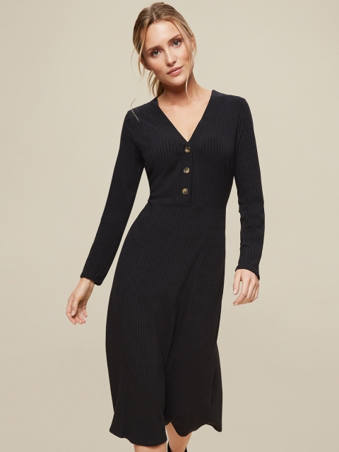 

DOROTHY PERKINS Women Black Self-Striped A-Line Dress