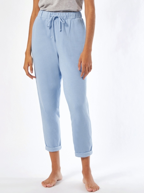 

DOROTHY PERKINS Women Blue Solid Pure Cotton Lounge Track Pants