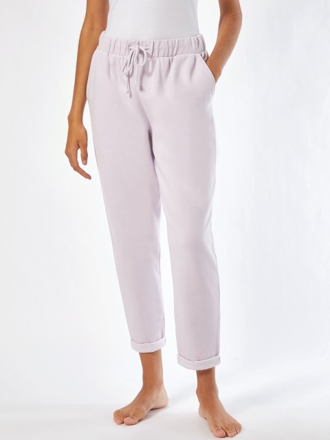 

DOROTHY PERKINS Women Beige Solid Pure Cotton Lounge Cropped Joggers, Lavender