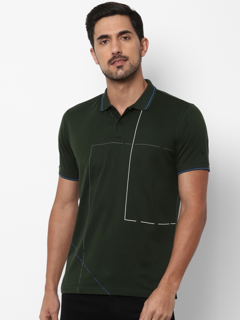 

Allen Solly Sport Men Green Solid Polo Collar Pure Cotton T-shirt