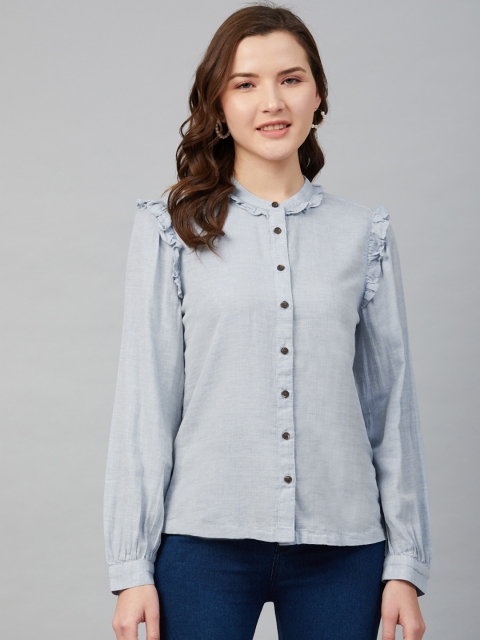 

Marks & Spencer Women Blue Regular Fit Solid Casual Shirt