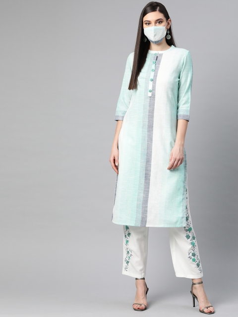 

PIROH Women Blue White Striped Kurta with Palazzos