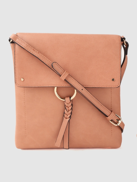 

Marks & Spencer Women Peach-Coloured Solid Sling Bag with Braided Detail
