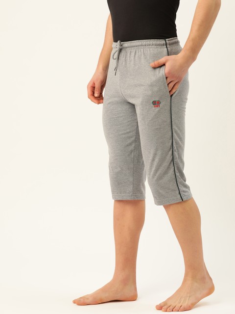 

PORTBLAIR Men Grey Melange Solid Lounge Shorts