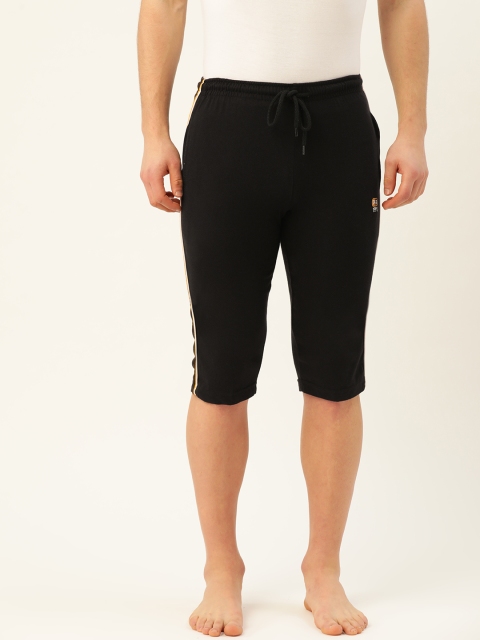 

PORTBLAIR Men Black Solid Lounge Shorts