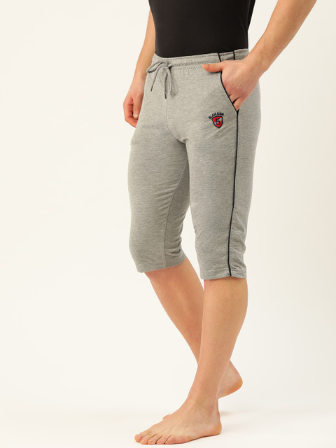 

PORTBLAIR Men Grey Melange Solid Lounge Shorts