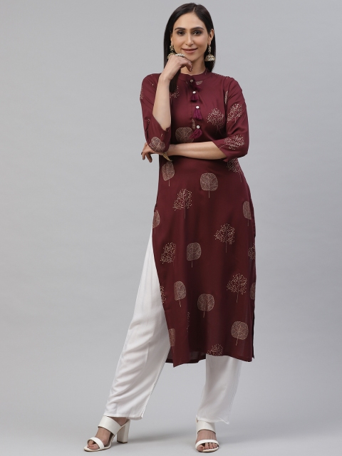 

KALINI Women Burgundy & White Printed Kurta with Palazzos