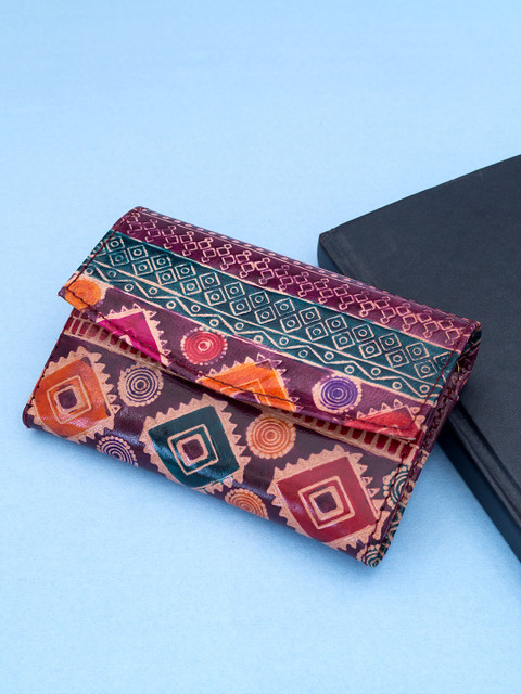 

Golden Peacock Women Multicoloured Self Design Leather Two Fold Wallet, Multi
