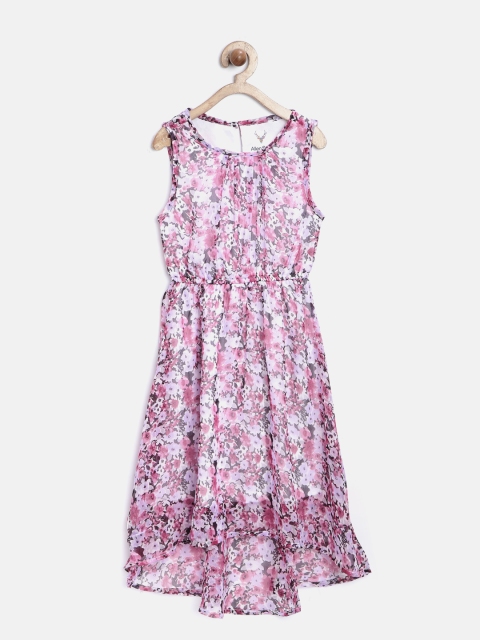 

Allen Solly Junior Girls Pink Floral Print Polyester Fit & Flare Dress