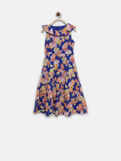 

Allen Solly Junior Girls Blue Polyester Butterfly Print Fit & Flare Dress
