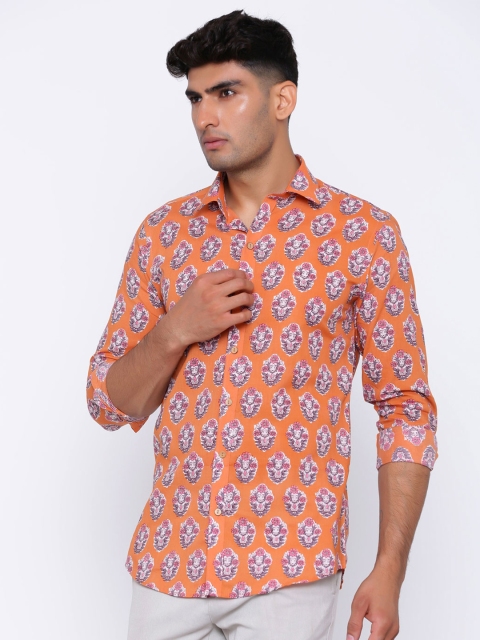 

Tistabene Men Peach-Coloured Regular Fit Printed Casual Shirt