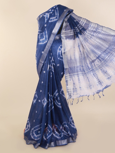 

Pothys Blue Shibori Printed Dyed Saree