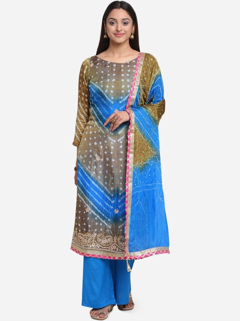 

BOMBAY SELECTIONS Blue & Green Printed Unstitched Dress Material
