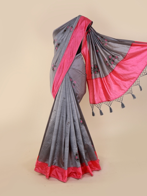 

Pothys Grey & Pink Art Silk Solid Saree