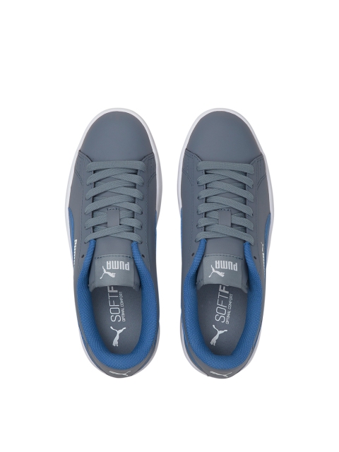 

Puma Boys Grey & Blue Smash v2 Leather Sneakers