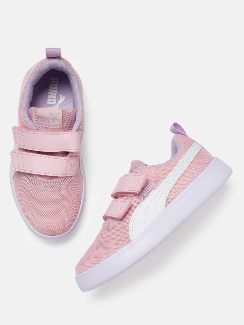 

Puma Boys Pink Courtflex v2 Mesh V PS Solid Sneakers