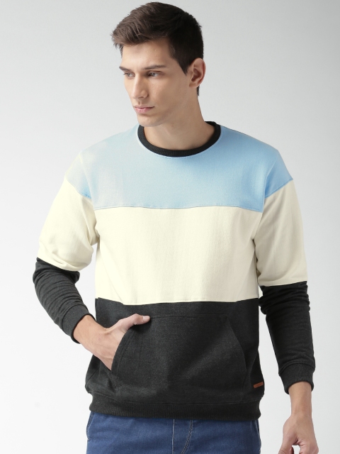 

Mast & Harbour Men Blue Colourblocked Pullover Sweatshirt