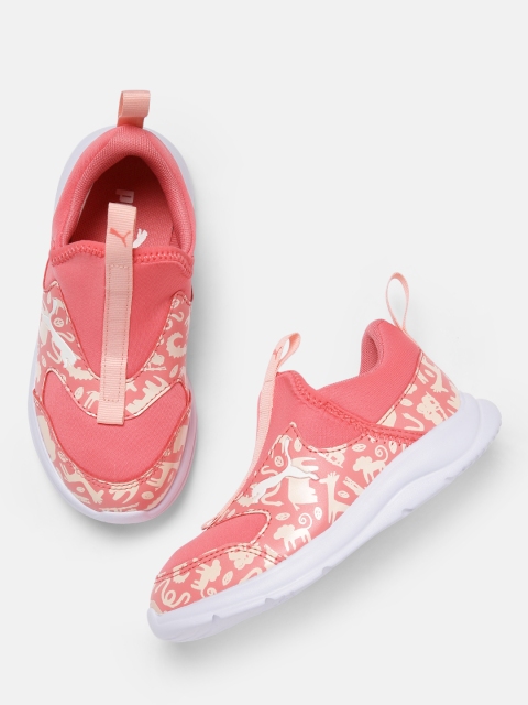 

Puma Boys Coral Pink Fun Racer Slip-On Summer Animals Printed Sneakers