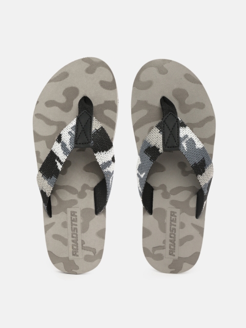 

The Roadster Lifestyle Co Men Grey & White Camouflage Printed Thong Flip-Flops