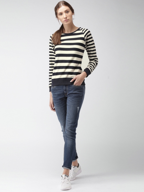 

Mast & Harbour Navy & Off-White Striped Sweatshirt, Navy blue