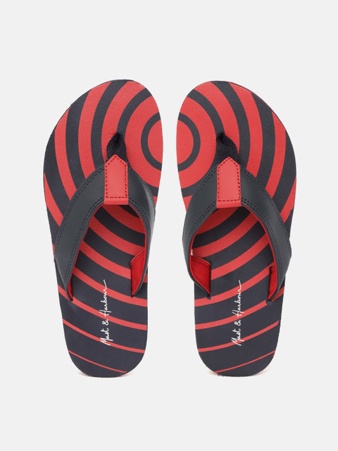 

Mast & Harbour Men Navy Blue & Red Printed Thong Flip-Flops