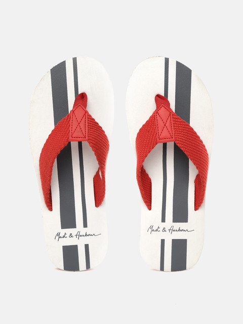 

Mast & Harbour Men Red & White Striped Thong Flip-Flops