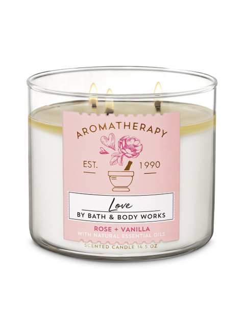 

Bath & Body Works Love Rose Vanilla 3-Wick Scented Candle, 411g, Beige