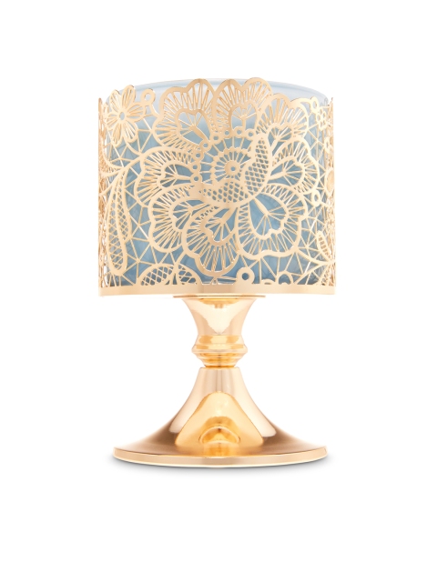 

Bath & Body Works Gold-Toned Floral Cut Out Pedestal 3-Wick Candle Holder