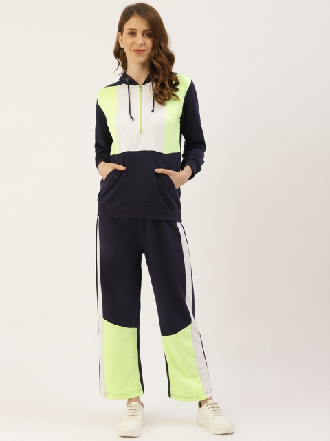 

Laabha Women Navy Blue & White Colourblocked Tracksuit
