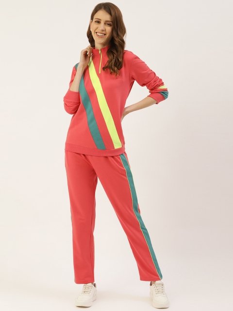 

Laabha Women Pink Striped Tracksuit